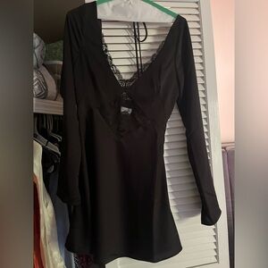 Lovers + Friends Black Long Sleeve Dress with Lace Detail